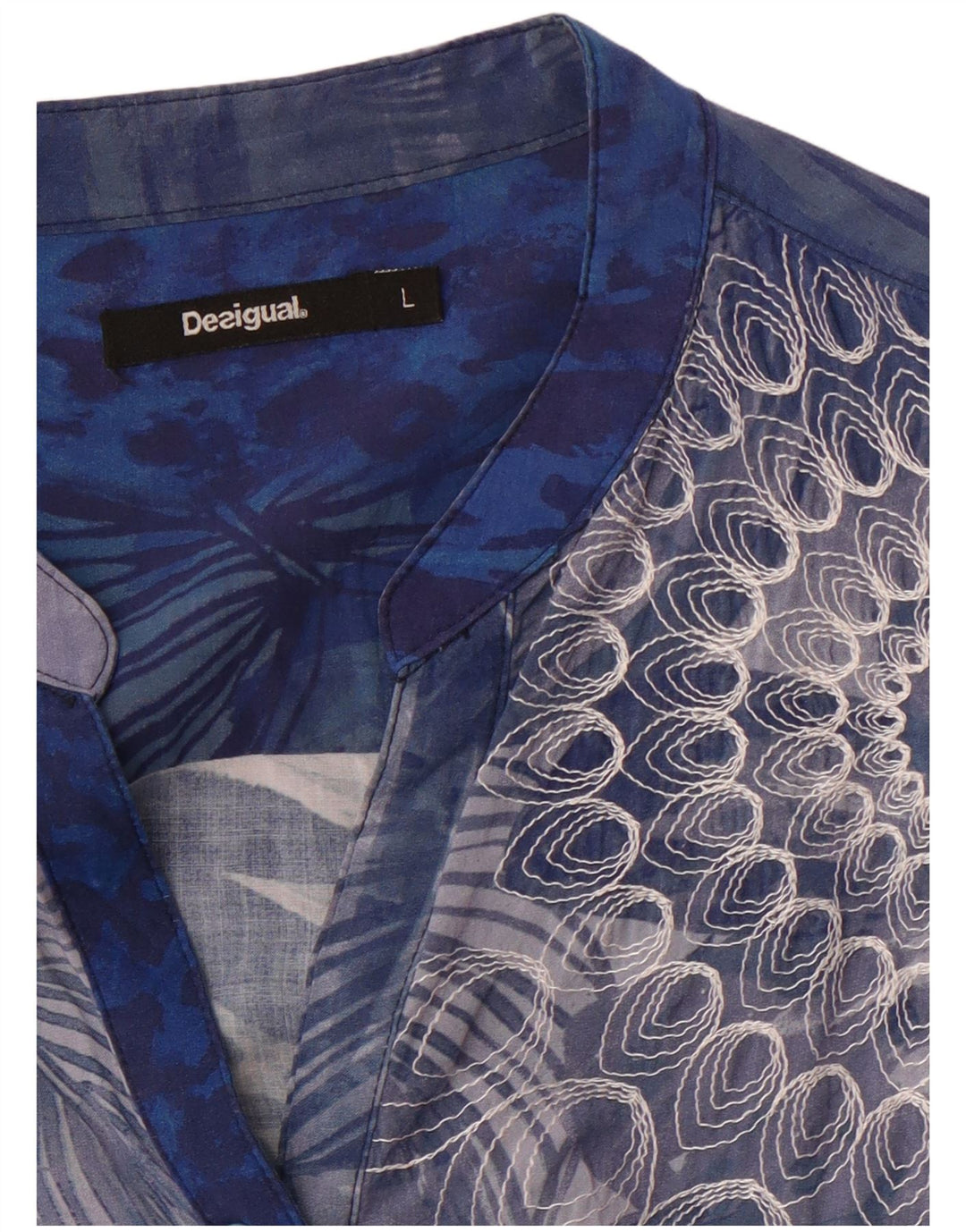 Blusa feminina DESIGUAL UK 14 grande azul floral