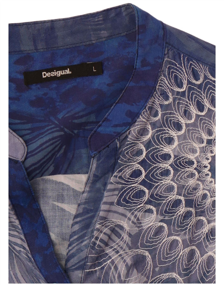 Blusa feminina DESIGUAL UK 14 grande azul floral