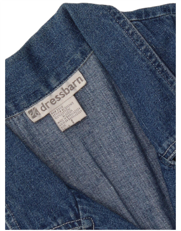 DRESS BARN Camisa jeans feminina de manga curta EUA 8 algodão azul médio
