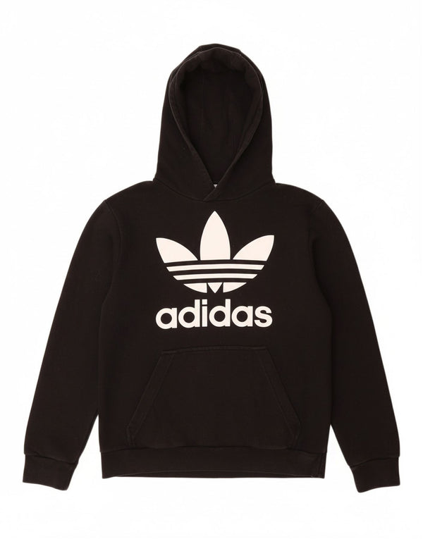 ADIDAS Meninos Graphic Hoodie Jumper 13-14 Anos Preto Algodão