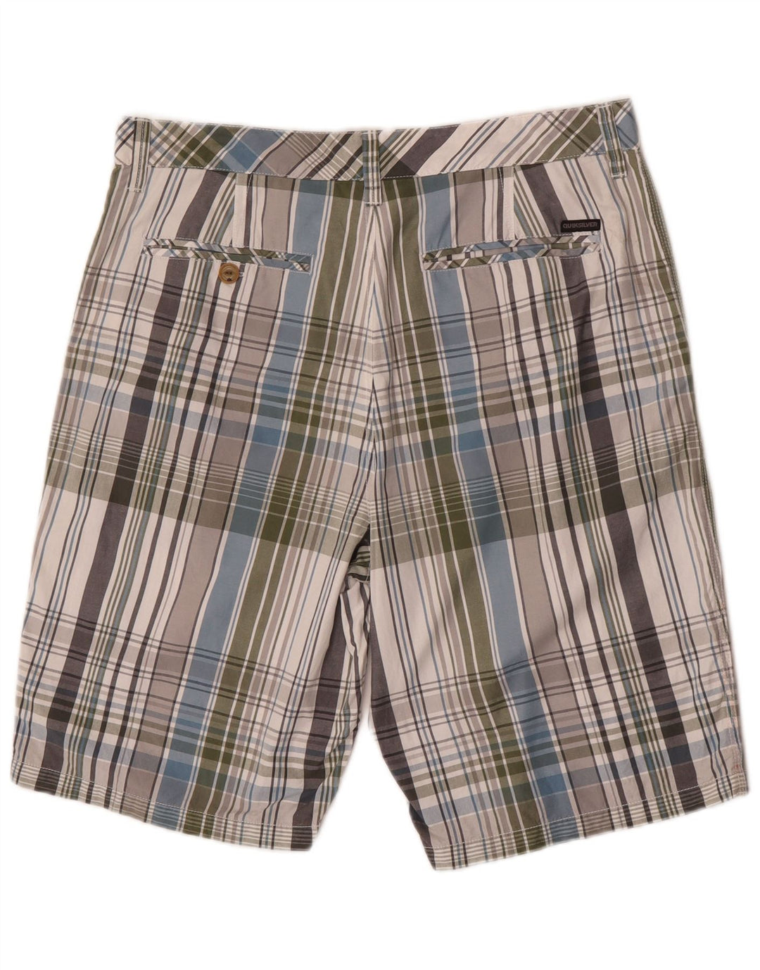 Quiksilver Mens Chino Shorts W34 Grande Algodão Xadrez Multicolorido