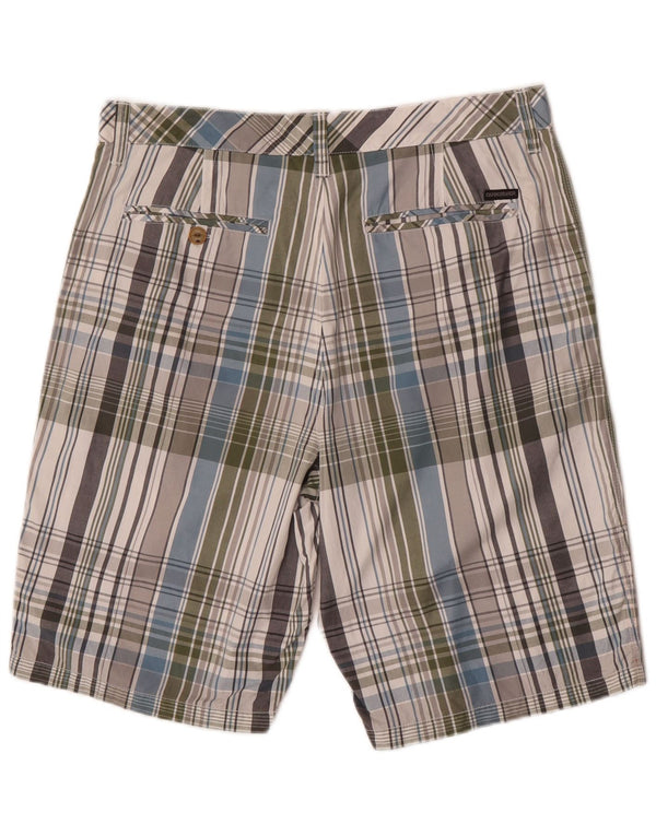 Quiksilver Mens Chino Shorts W34 Grande Algodão Xadrez Multicolorido