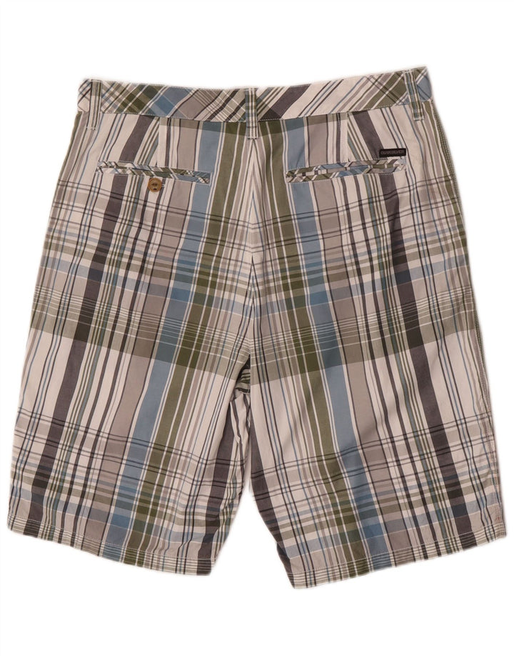 Quiksilver Mens Chino Shorts W34 Grande Algodão Xadrez Multicolorido