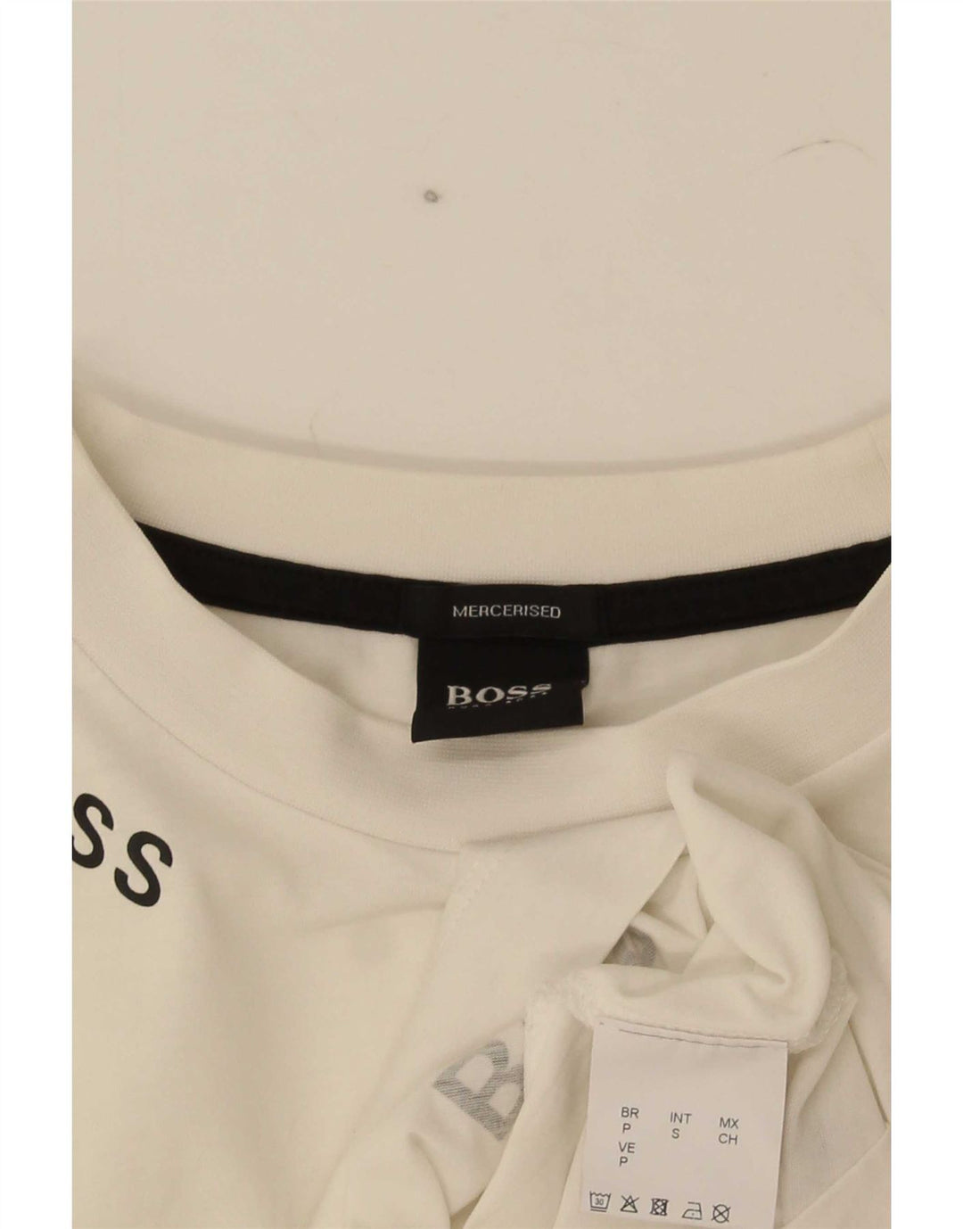 Hugo Boss Mens Graphic T-Shirt Top Pequeno Algodão Branco