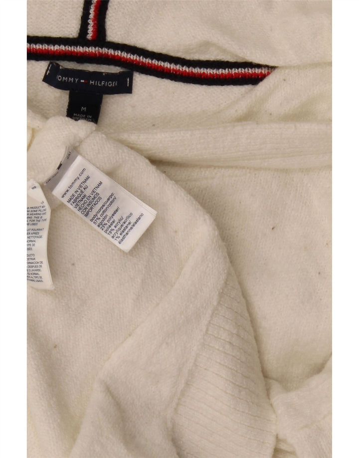 Tommy Hilfiger Suéter feminino oversized crop jumper UK 14 médio branco