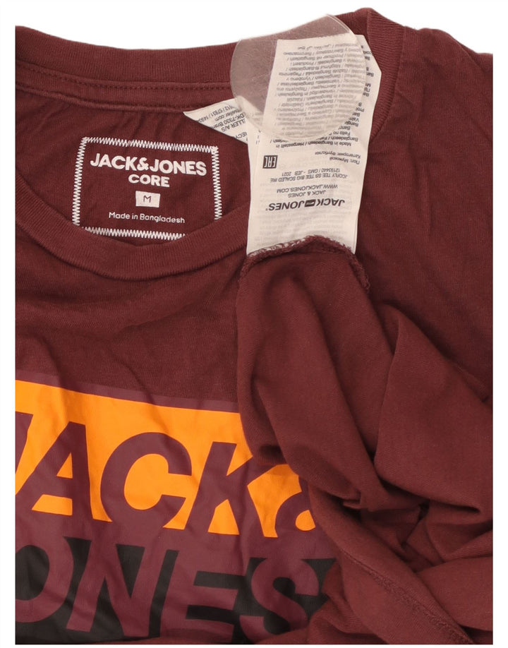JACK & JONES Camiseta masculina gráfica Top médio algodão marrom
