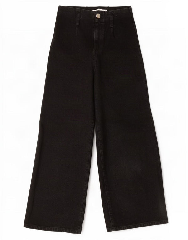 Calça jeans feminina Zara com perna larga EU 34 2XS W24 L25 preta