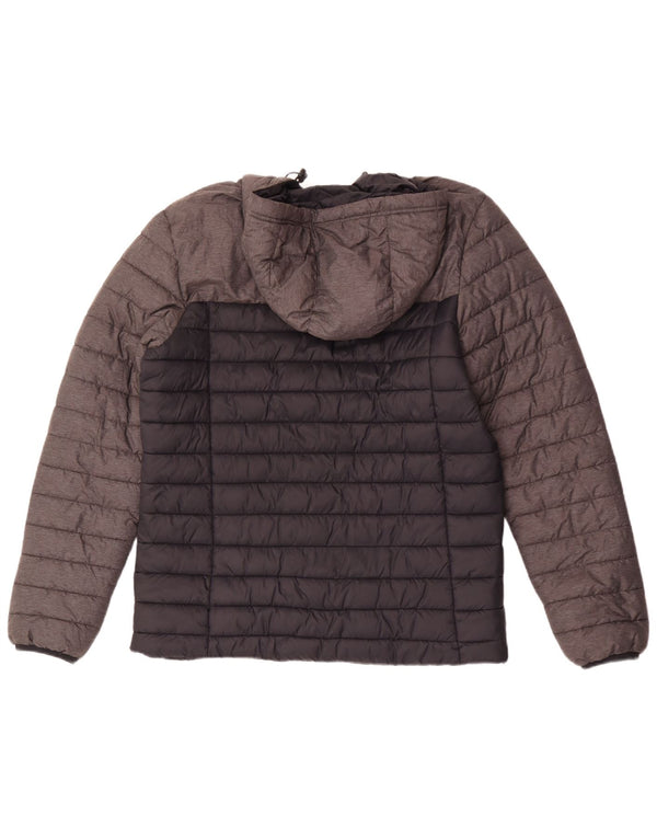 Jaqueta masculina acolchoada com capuz Kappa UK 40 grande preto colorblock poliamida