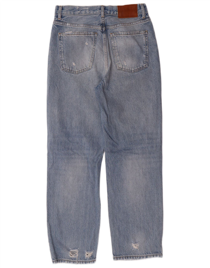Zara Jeans feminino angustiado cônico EU 36 XS W26 L27 azul algodão grunge