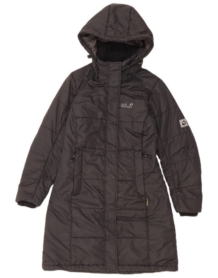 Casaco acolchoado com capuz feminino Jack Wolfskin Reino Unido 10 pequeno poliéster preto