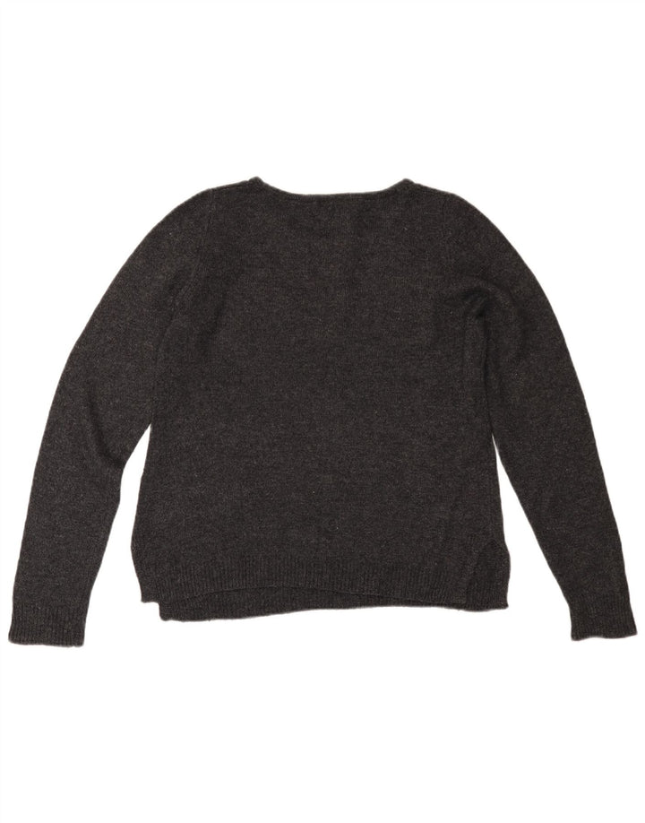 Suéter feminino MONSOON com gola canoa Reino Unido 12 algodão cinza médio