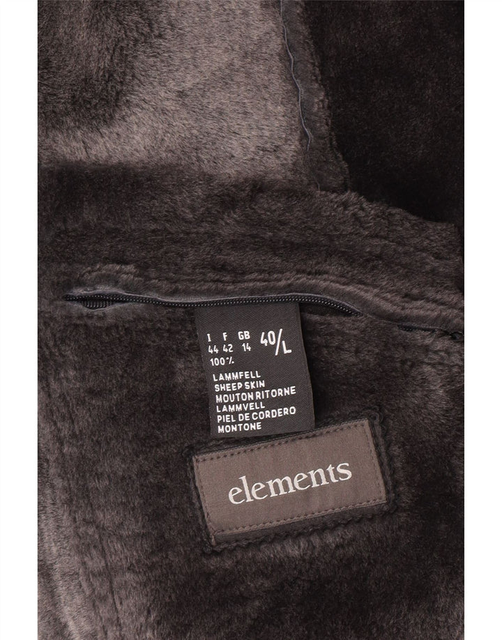 Casaco feminino Shearling Elements UK 14 grande pele de carneiro preta