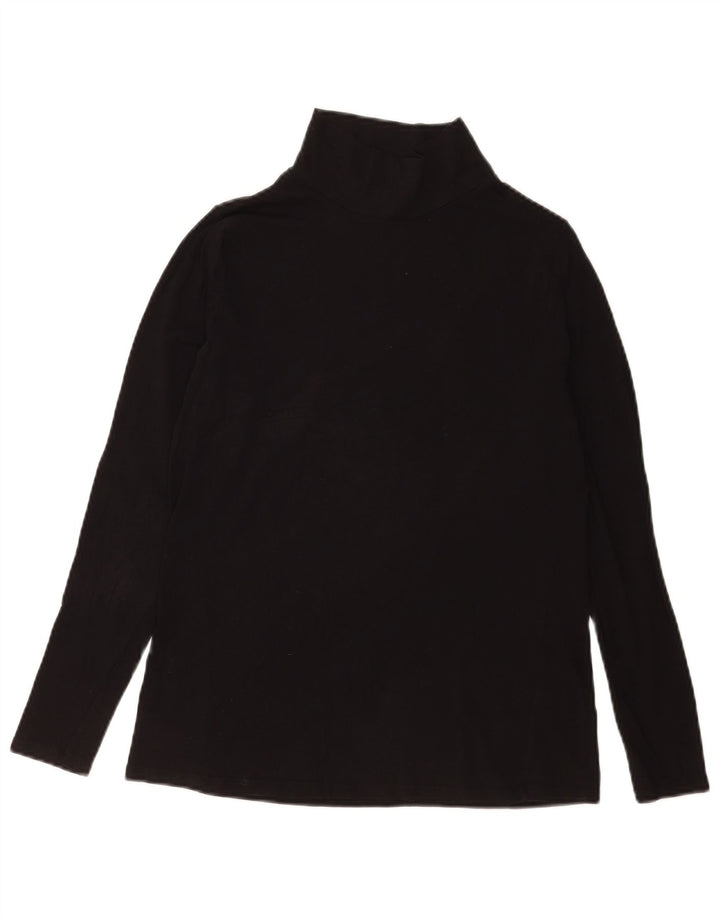 Top feminino Marks & Spencer manga comprida Reino Unido 14 algodão preto médio