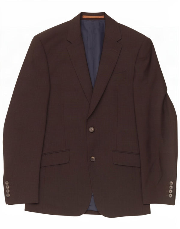 Jaqueta blazer masculina Marks & Spencer com 2 botões Slim Fit Reino Unido 34 XS lã marrom