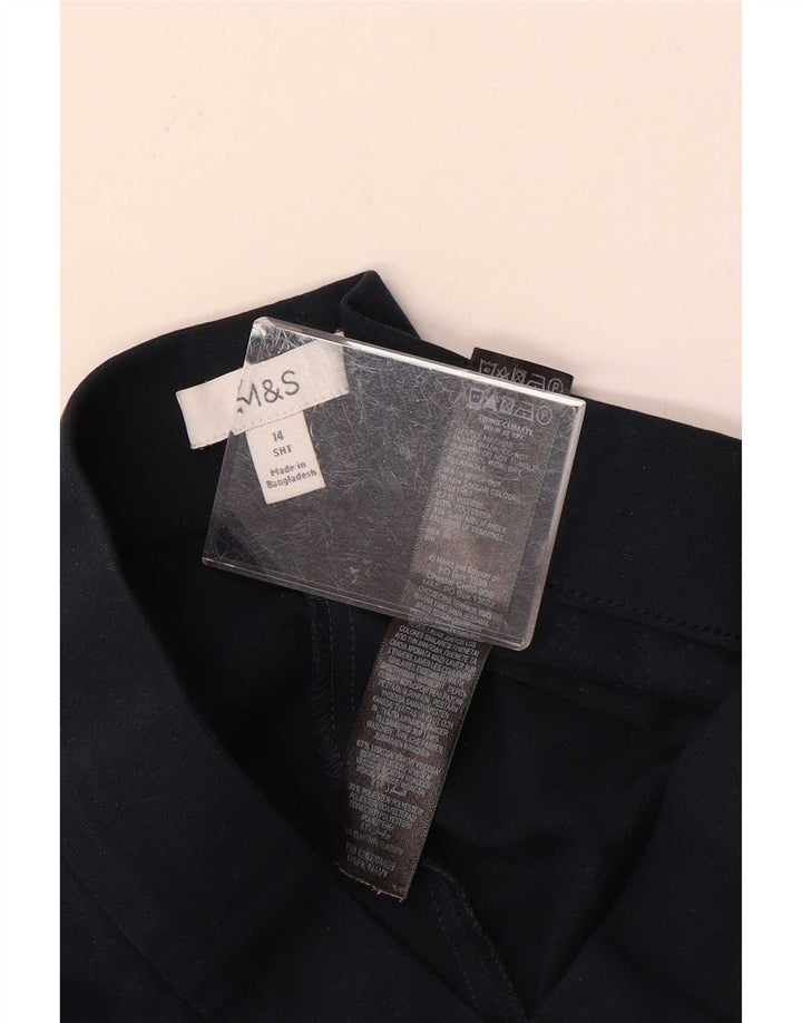 Calças cortadas femininas Marks & Spencer UK 14 médio W30 L25 azul marinho