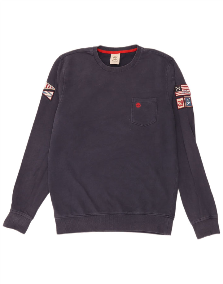 Timberland moletom gráfico masculino jumper médio azul marinho algodão