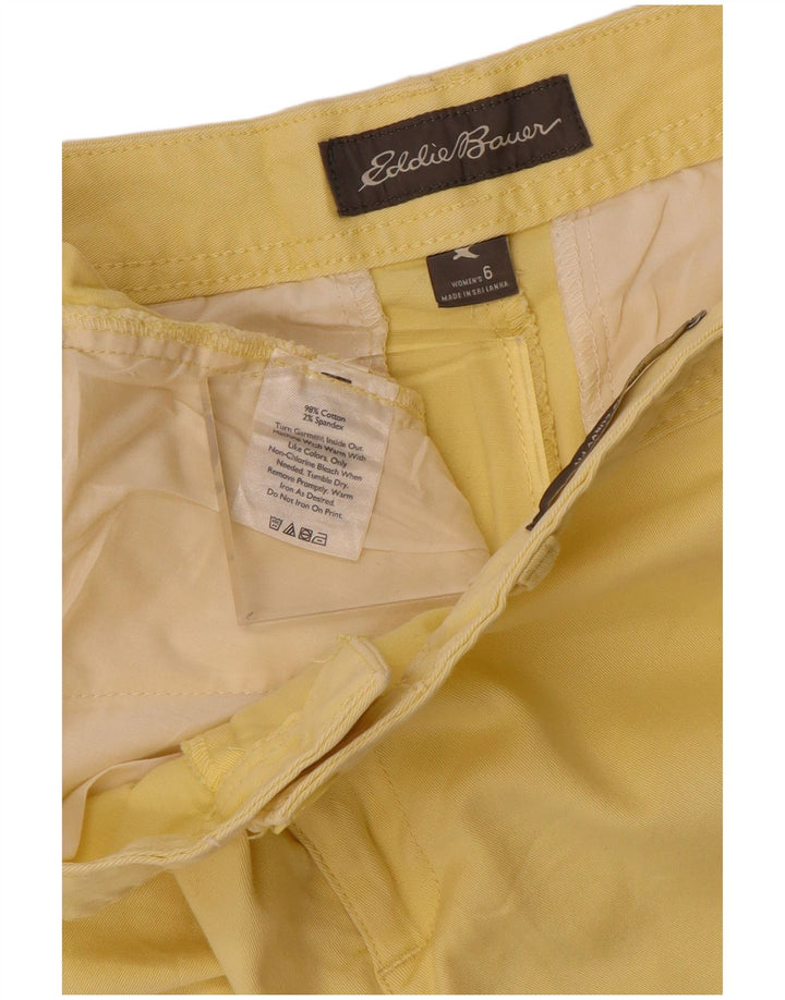 EDDIE BAUER Shorts Chino feminino US 6 médio W32 algodão amarelo
