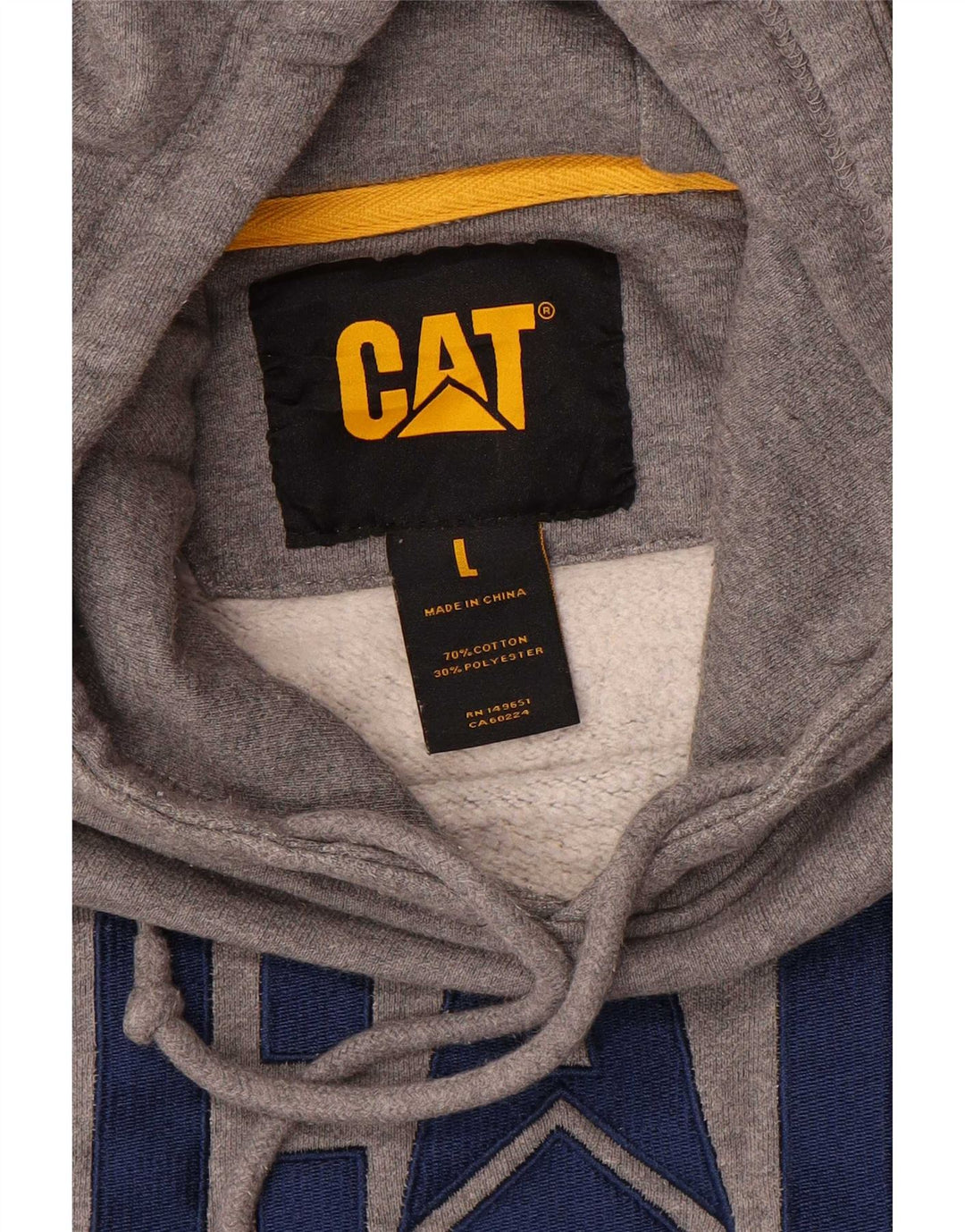Jumper com capuz gráfico masculino CAT grande algodão cinza