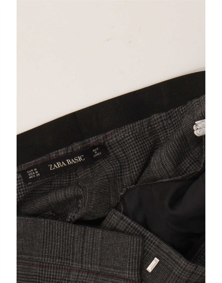 Calça feminina Zara Slim Suit médio W28 L27 cinza xadrez