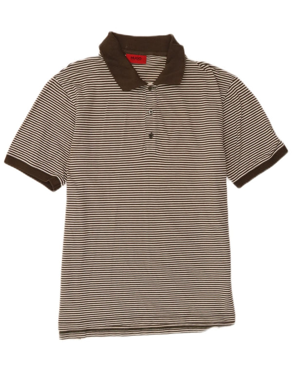 Camisa polo masculina Hugo Boss XL cáqui listrado algodão