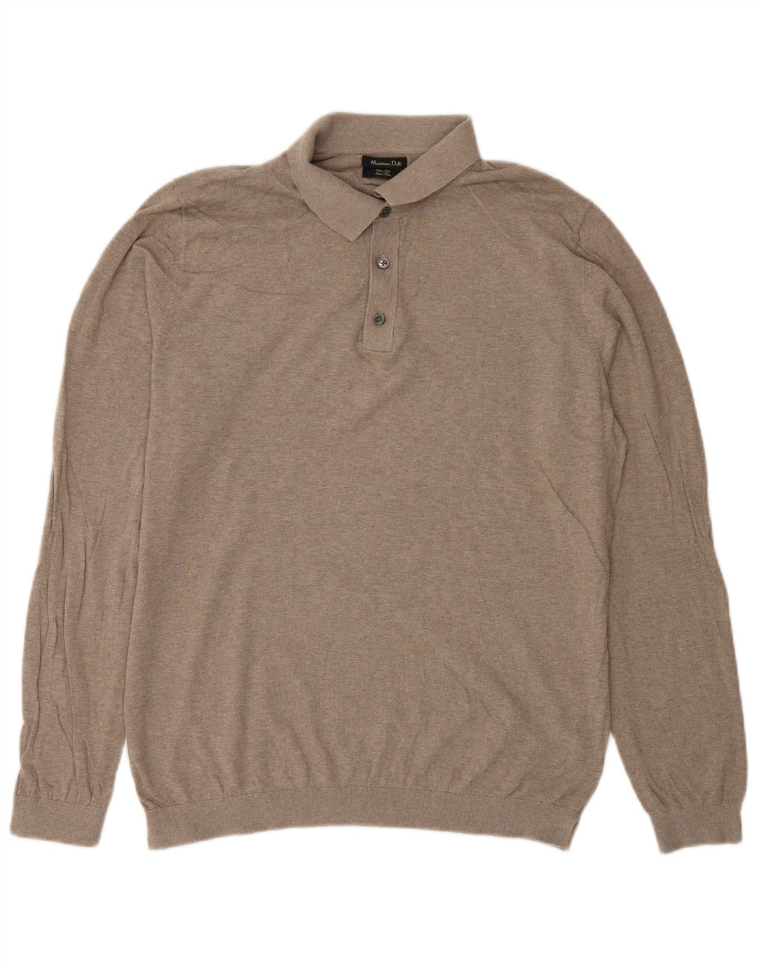 Suéter masculino Massimo Dutti com gola polo e algodão bege médio