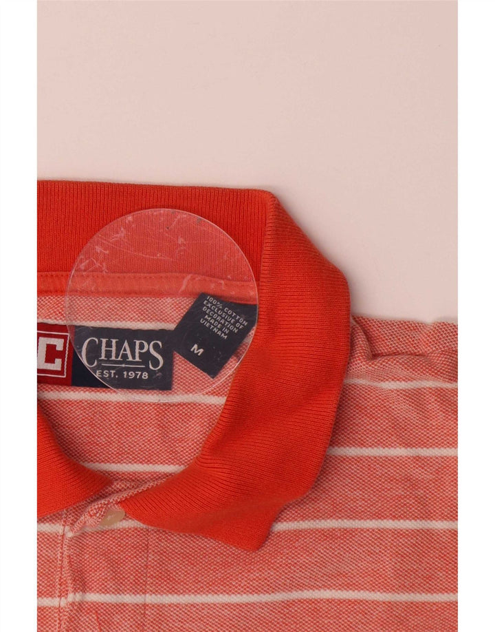 Camisa polo masculina Chaps de algodão listrado vermelho médio