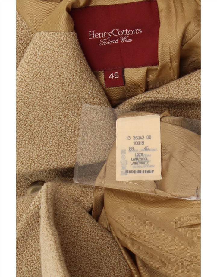 Jaqueta blazer feminina de 4 botões Henry Cottons IT 46 grande lã bege
