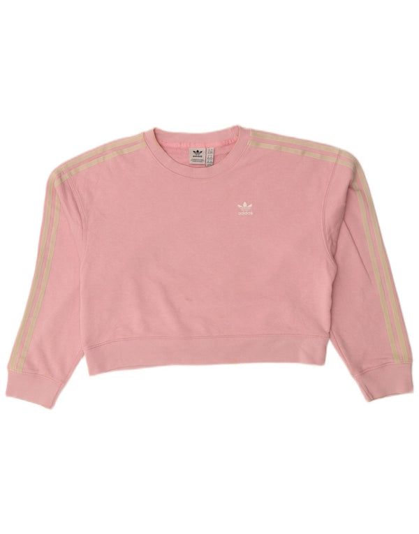 Adidas Womens Crop Oversized Moletom Jumper UK 6 XS Rosa Algodão