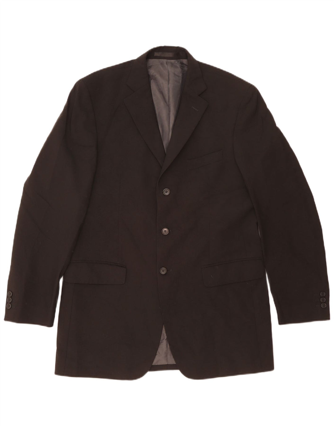 Jaqueta blazer masculina de 3 botões Marks & Spencer Reino Unido 40 poliéster preto médio