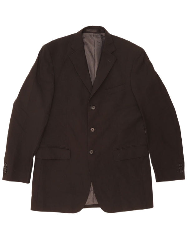 Jaqueta blazer masculina de 3 botões Marks & Spencer Reino Unido 40 poliéster preto médio