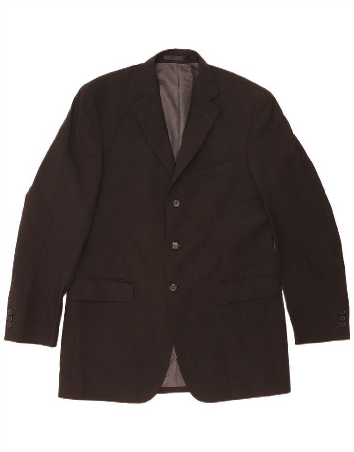 Jaqueta blazer masculina de 3 botões Marks & Spencer Reino Unido 40 poliéster preto médio