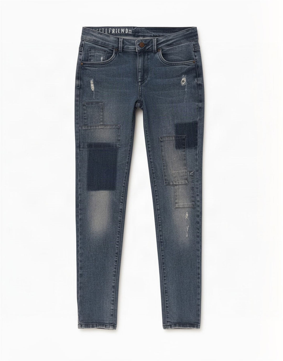 Jeans feminino Marks & Spencer Girlfriend Slim UK 10 pequeno W30 L31 azul
