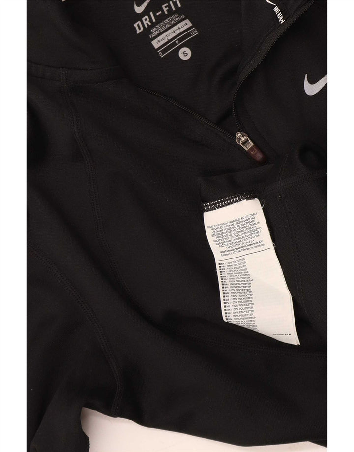 Nike Womens Dri Fit Zip Neck Pullover Treino Top Reino Unido 10 Pequeno Preto