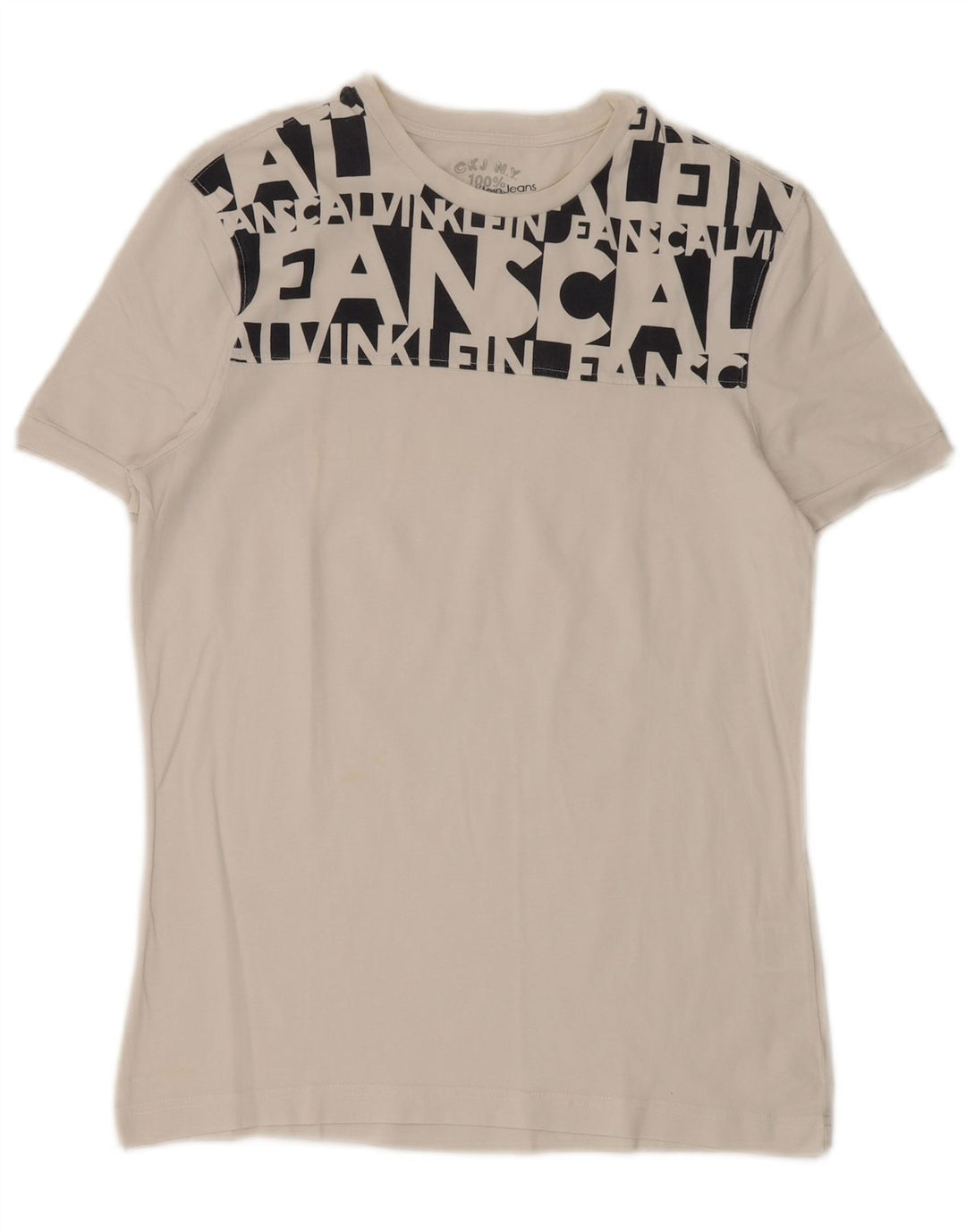 Calvin Klein Jeans Camiseta masculina gráfica Top médio algodão branco