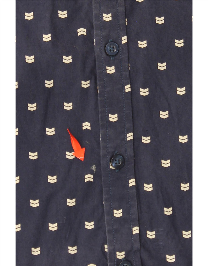 Camisa masculina BILLABONG de manga curta slim fit azul marinho médio manchado de algodão