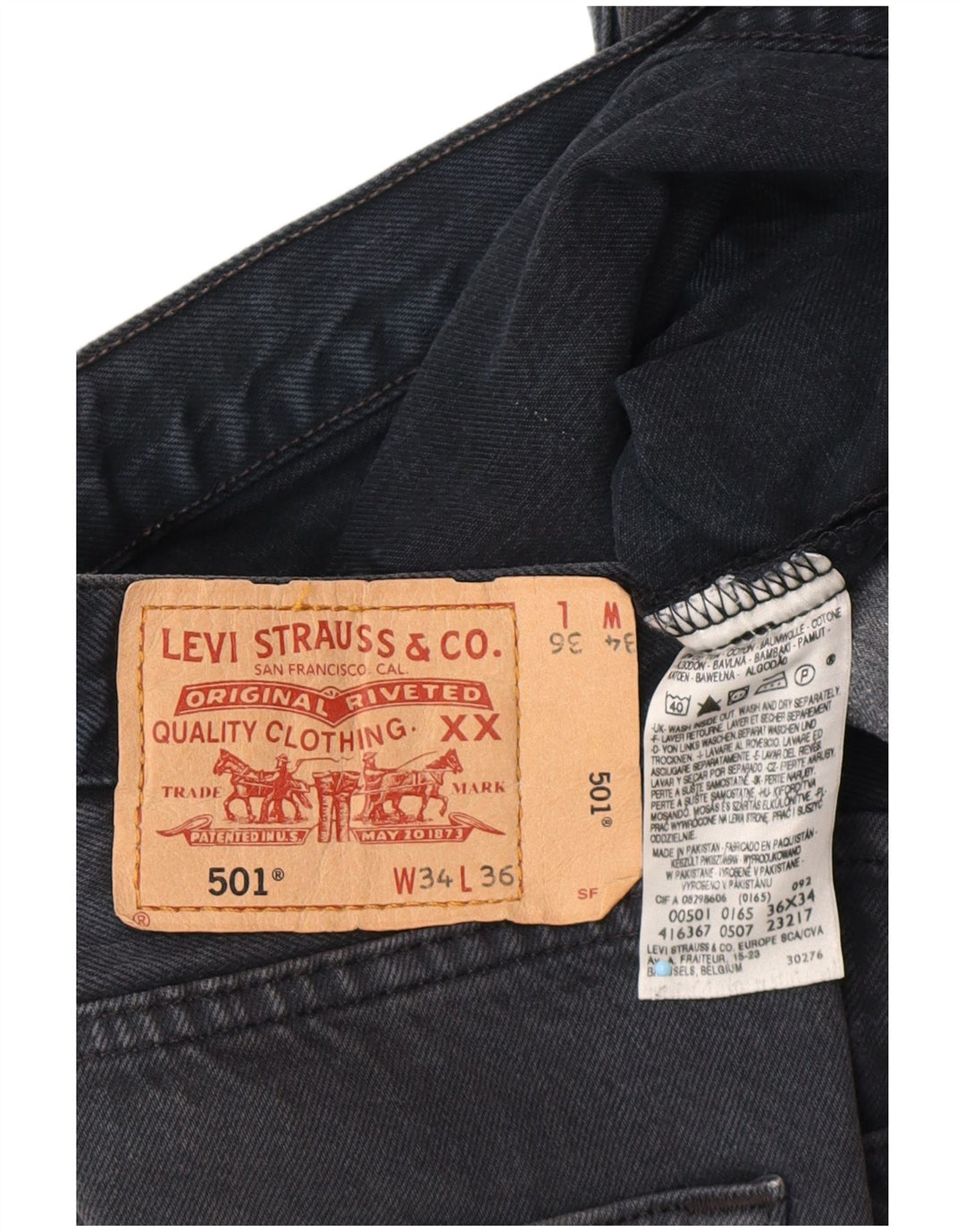 LEVI'S Masculino 501 Shorts Jeans W34 Grande Algodão Azul Marinho