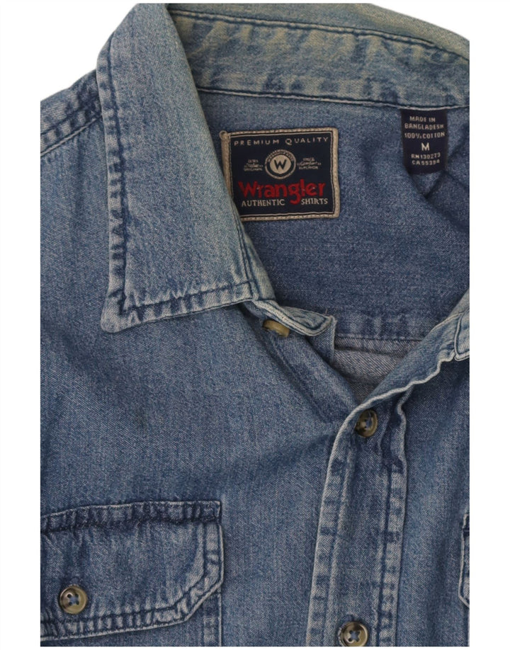 Camisa jeans masculina WRANGLER de algodão azul médio