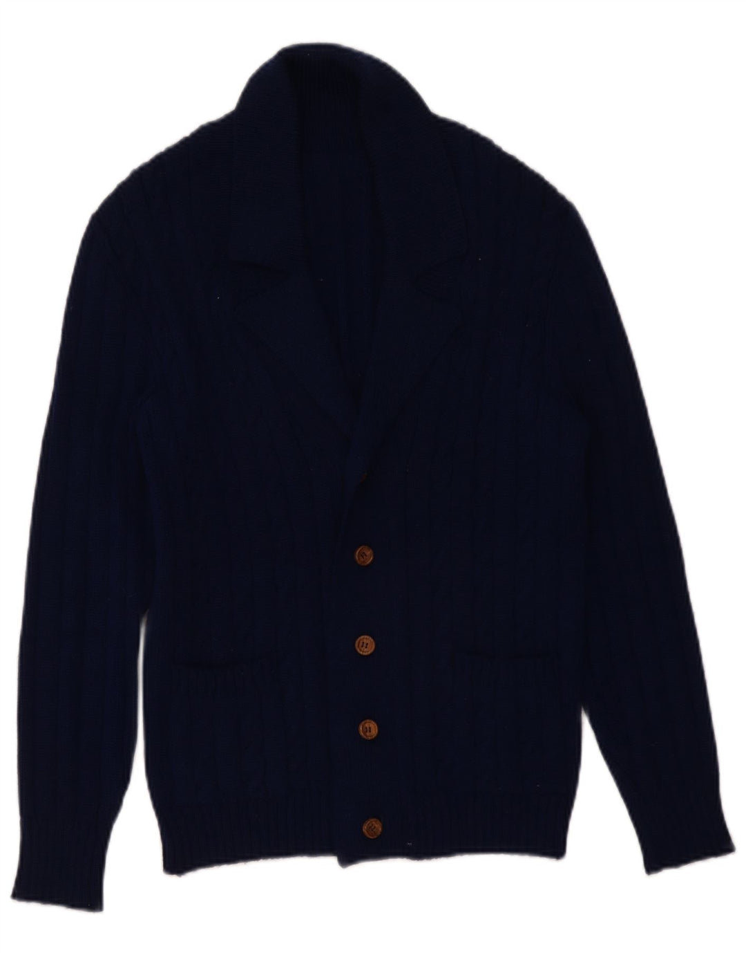 Suéter cardigã masculino vintage pequeno azul marinho