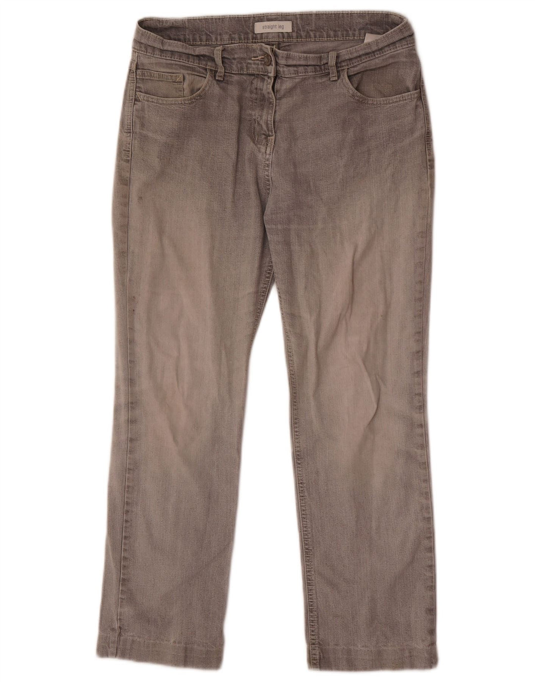 Jeans retos femininos Marks & Spencer Reino Unido 12 médio W30 L26 algodão cinza