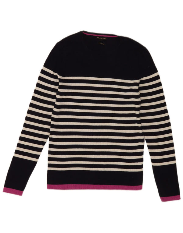 Suéter feminino Massimo Dutti com gola redonda Reino Unido 12 médio azul marinho