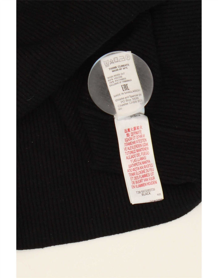 Suéter feminino Marks & Spencer com gola redonda e gola redonda Reino Unido 12 médio preto