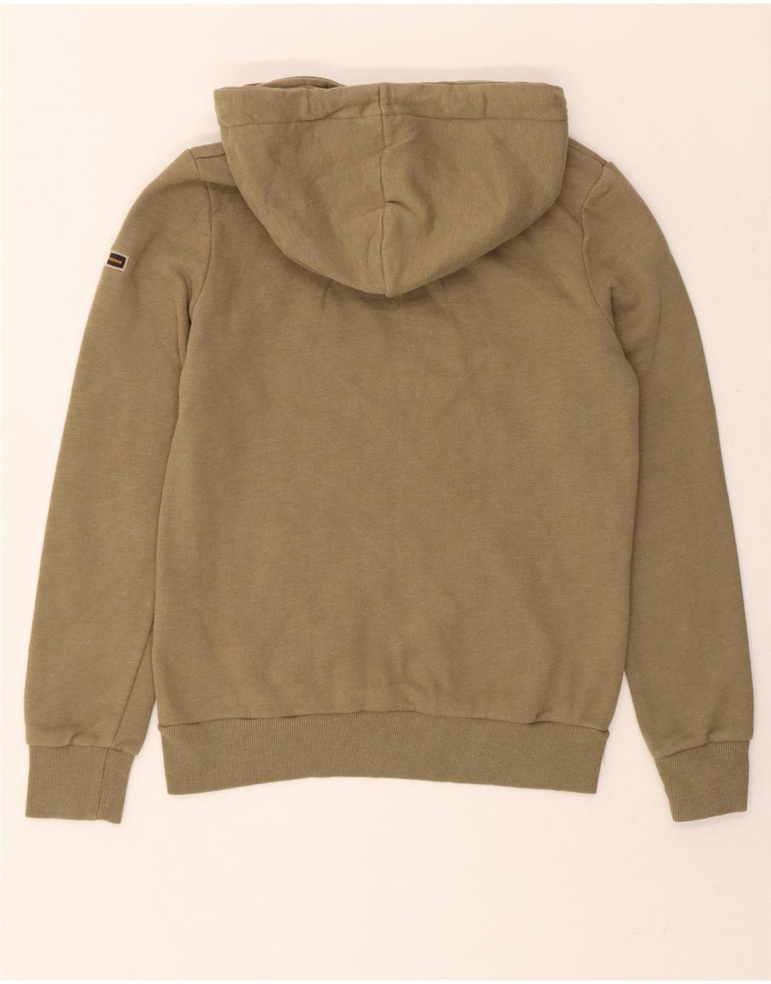 SUPERDRY Womens Graphic Hoodie Jumper UK 8 Small Khaki Cotton Vintage Superdry and Second-Hand Superdry from Messina Hembry 