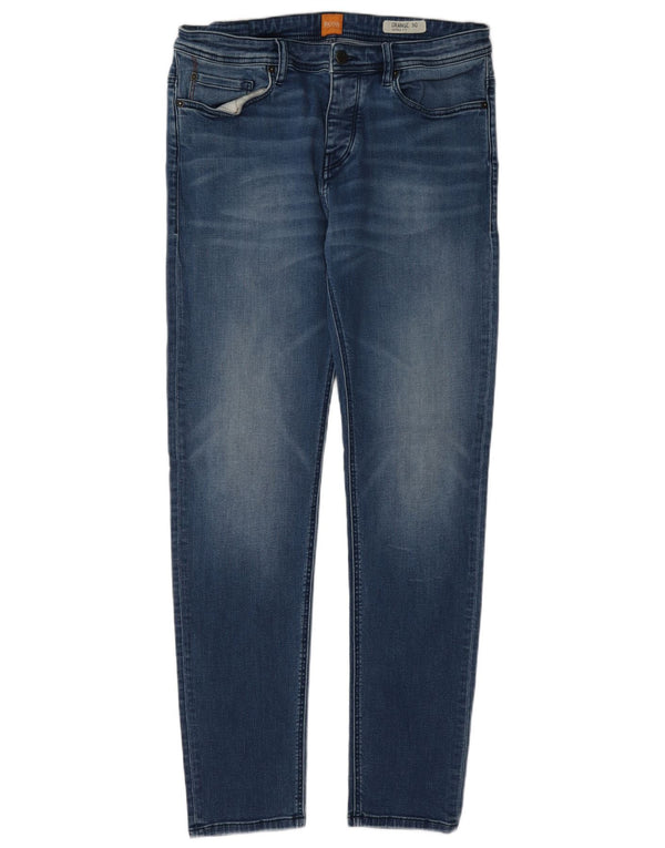 Hugo Boss Mens Tapered Jeans W34 L34 Azul Algodão