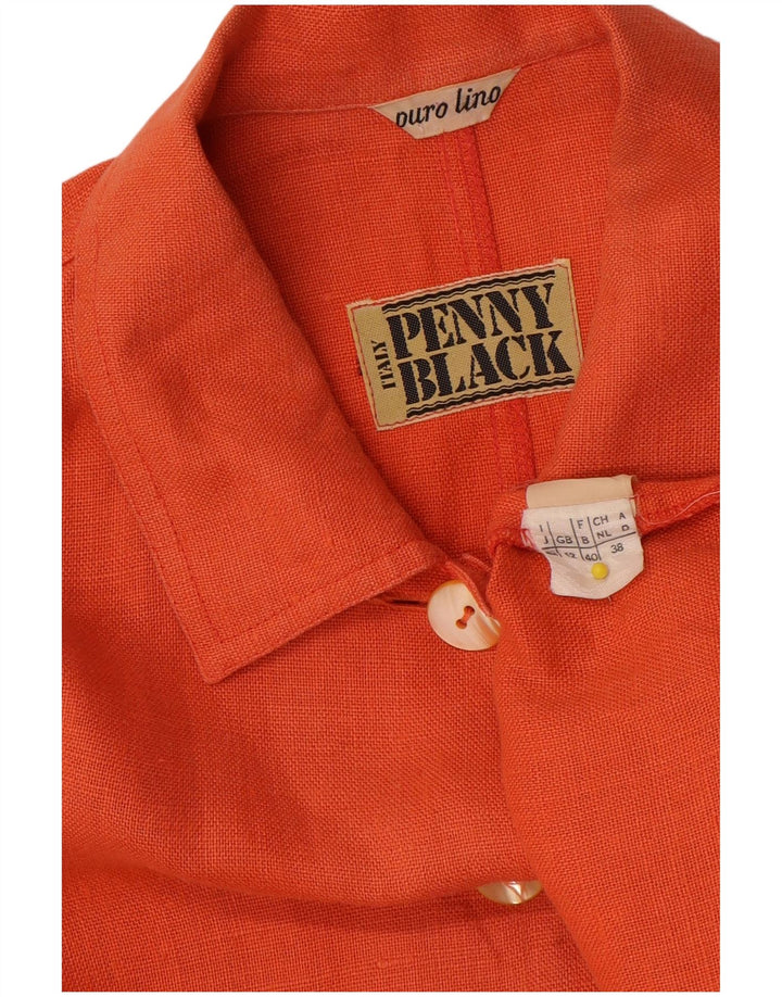Jaqueta blazer feminina Penny Black com 5 botões Reino Unido 12 linho laranja médio