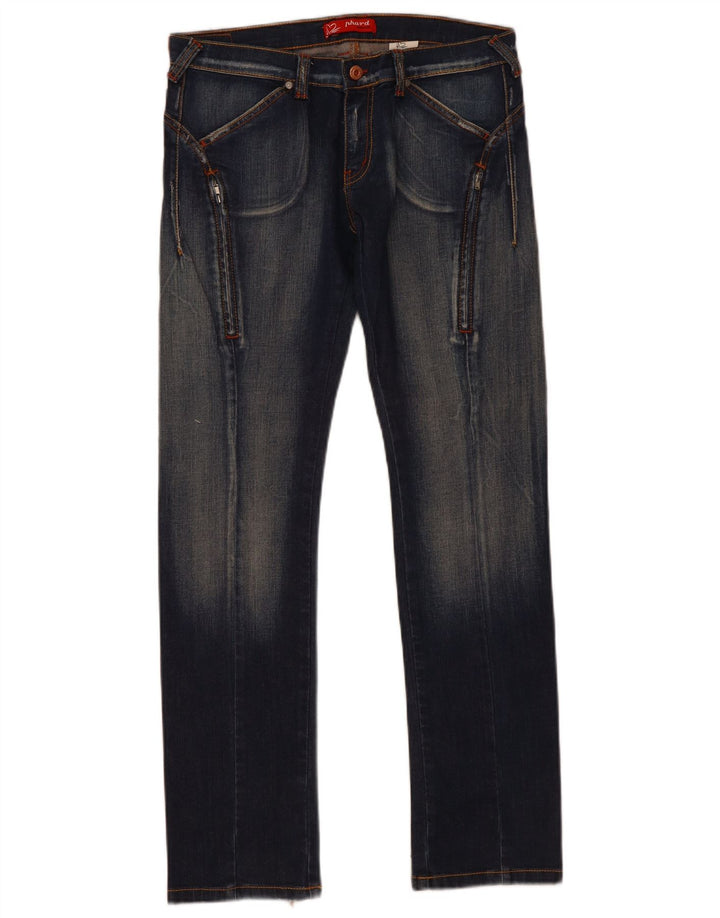 Calça jeans reta feminina Phard W30 L31 algodão azul marinho