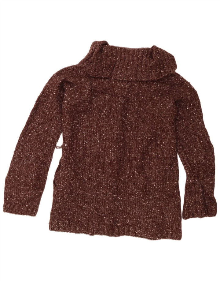 Suéter cardigã feminino J. CREW UK 8 pequeno marrom manchado