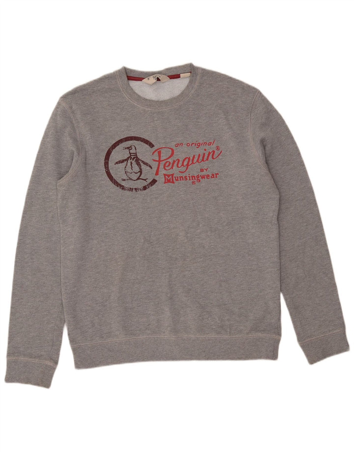 PENGUIN moletom gráfico masculino jumper grande algodão cinza