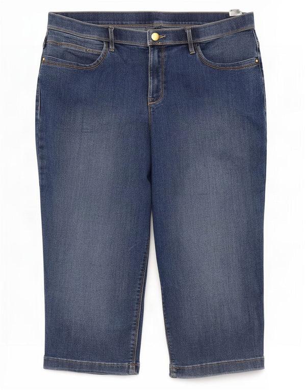 Calça jeans feminina clássica Marks & Spencer UK 14 grande W32 L18 azul algodão