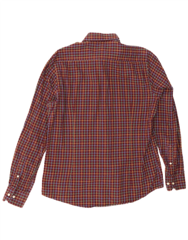 Camisa masculina de flanela sob medida Barbour, xadrez média cor de vinho