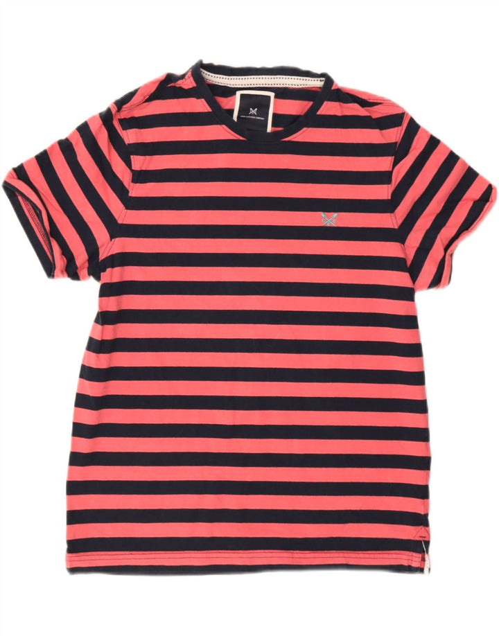 Camiseta masculina Crew Clothing Top médio algodão listrado rosa